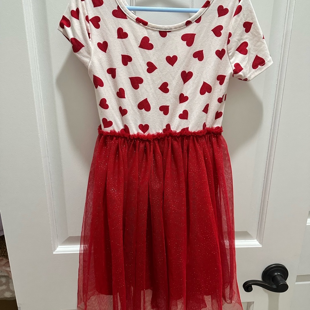 Zunie Red Heart Print Kids Dress